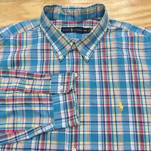 Ralph Lauren Colorful Plaid Multicolor Oxford Shirt Button Down Preppy